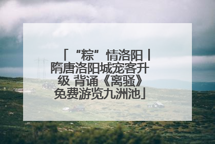 “粽”情洛阳丨隋唐洛阳城宠客升级 背诵《离骚》免费游览九洲池