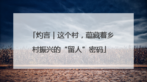 灼言|这个村,蕴藏着乡村振兴的“留人”密码