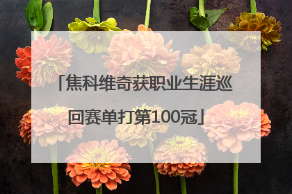 焦科维奇获职业生涯巡回赛单打第100冠