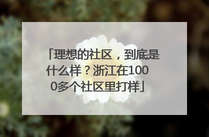 理想的社区，到底是什么样？浙江在1000多个社区里打样