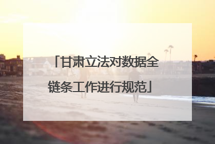 甘肃立法对数据全链条工作进行规范
