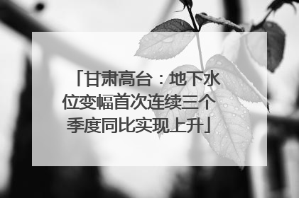 甘肃高台：地下水位变幅首次连续三个季度同比实现上升