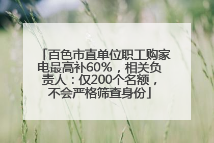 百色市直单位职工购家电最高补60％，相关负责人：仅200个名额，不会严格筛查身份