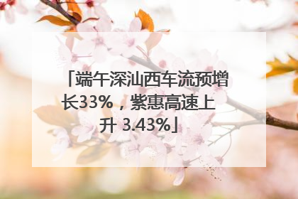 端午深汕西车流预增长33%，紫惠高速上升 3.43%