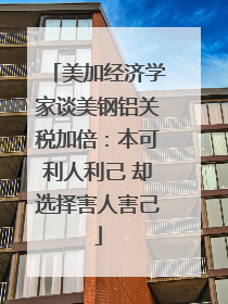 美加经济学家谈美钢铝关税加倍：本可利人利己 却选择害人害己