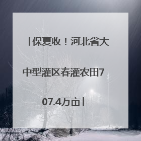 保夏收！河北省大中型灌区春灌农田707.4万亩