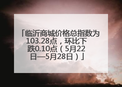 临沂商城价格总指数为103.28点，环比下跌0.10点（5月22日—5月28日）