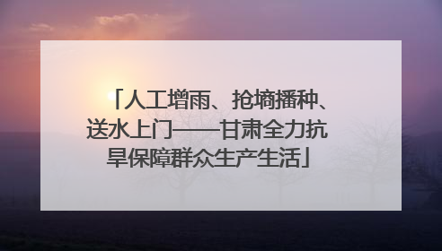 人工增雨、抢墒播种、送水上门——甘肃全力抗旱保障群众生产生活