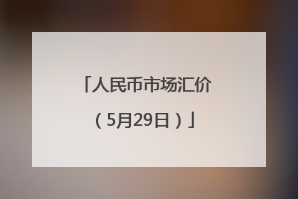 人民币市场汇价（5月29日）