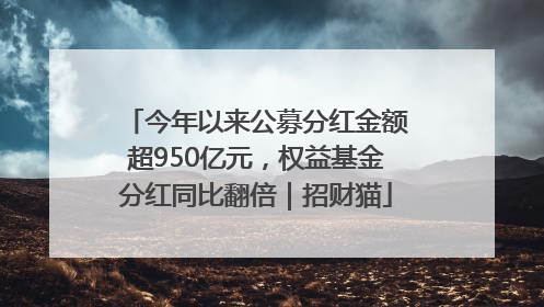 今年以来公募分红金额超950亿元，权益基金分红同比翻倍｜招财猫
