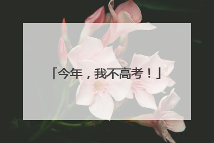 今年，我不高考！