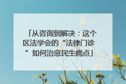 从咨询到解决：这个区法学会的“法律门诊”如何治愈民生痛点