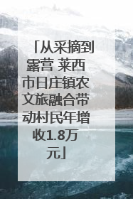 从采摘到露营 莱西市日庄镇农文旅融合带动村民年增收1.8万元