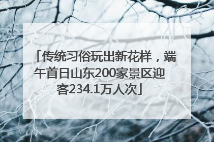 传统习俗玩出新花样，端午首日山东200家景区迎客234.1万人次
