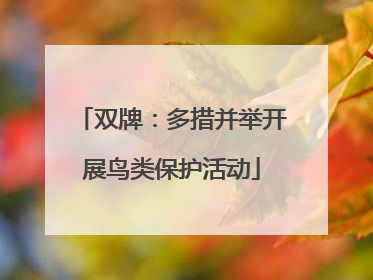 双牌：多措并举开展鸟类保护活动
