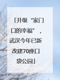 升级“家门口的幸福”，武汉今年已新改建70座口袋公园