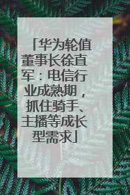 华为轮值董事长徐直军：电信行业成熟期，抓住骑手、主播等成长型需求