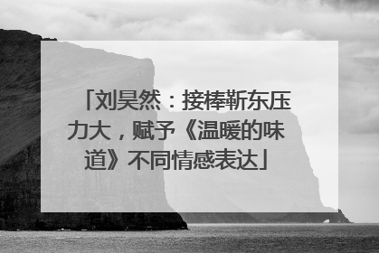 刘昊然：接棒靳东压力大，赋予《温暖的味道》不同情感表达