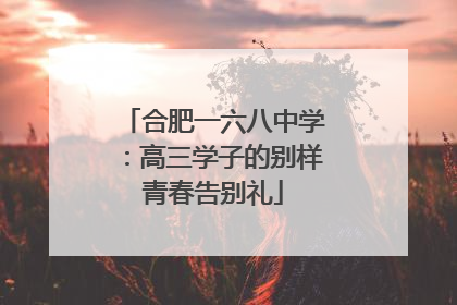 合肥一六八中学：高三学子的别样青春告别礼