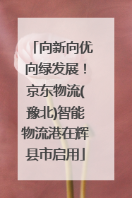 向新向优向绿发展！京东物流(豫北)智能物流港在辉县市启用