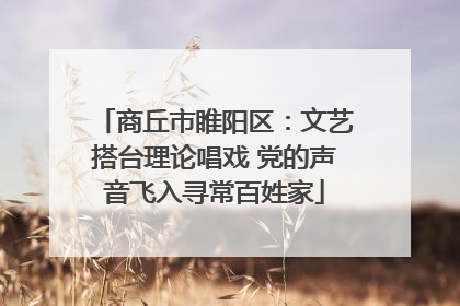商丘市睢阳区：文艺搭台理论唱戏 党的声音飞入寻常百姓家