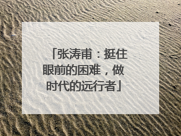 张涛甫：挺住眼前的困难，做时代的远行者
