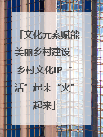 文化元素赋能美丽乡村建设 乡村文化IP“活”起来“火”起来
