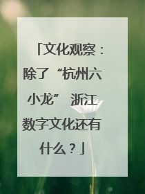 文化观察：除了“杭州六小龙” 浙江数字文化还有什么？
