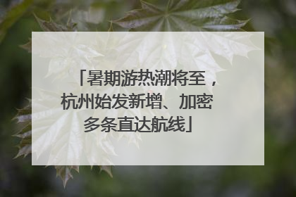 暑期游热潮将至，杭州始发新增、加密多条直达航线