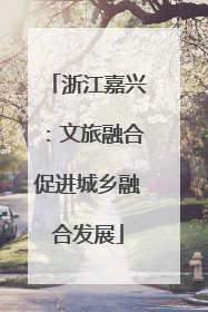 浙江嘉兴：文旅融合促进城乡融合发展