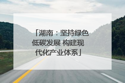 湖南：坚持绿色低碳发展 构建现代化产业体系