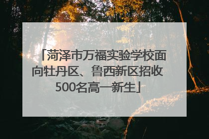 菏泽市万福实验学校面向牡丹区、鲁西新区招收500名高一新生