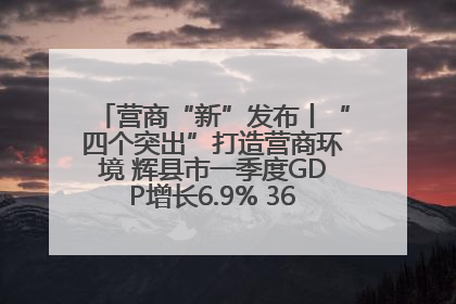 营商“新”发布丨“四个突出”打造营商环境 辉县市一季度GDP增长6.9% 36个重点项目落地
