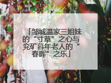 邹城温家三姐妹的“寸草”之心与兖矿暮年老人的“春晖”之乐