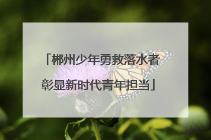郴州少年勇救落水者 彰显新时代青年担当