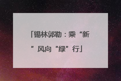 锡林郭勒：乘“新”风向“绿”行