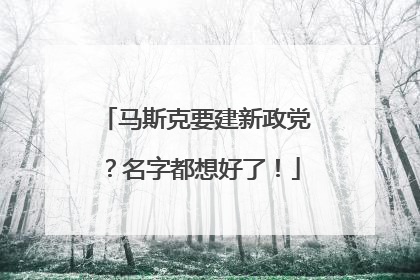 马斯克要建新政党？名字都想好了！